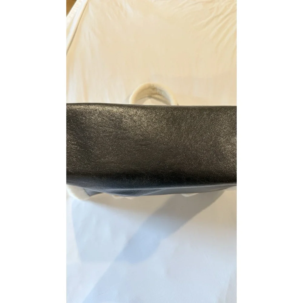 BCBGeneration Tote Black Faux Leather with White Faux Fur Trim 14x18